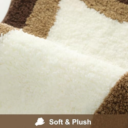 HAOCOO Brown Long Bathroom Rug Runner, Microfiber Absorbent Boho Bath Mats for Bathroom Non-Slip, Washable Soft Plush Shower Mats for Sink Shower Tub