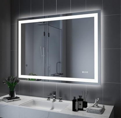 Amorho LED Bathroom Mirror 48"X32" with Front Light and Backlit