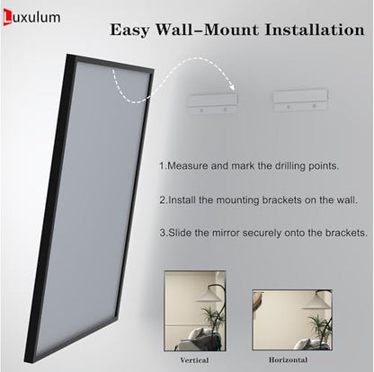 Black Framed Bathroom Mirror for Over Sink 60x40