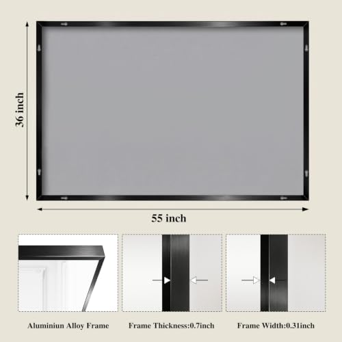 Koonmi Black Rectangle Wall Mirror, 36x55 Inch Bathroom Mirror, Aluminum Frame Vanity Mirror for Entryway, Living Room, Bedroom Bathroom, Hangs Horizontally or Vertically
