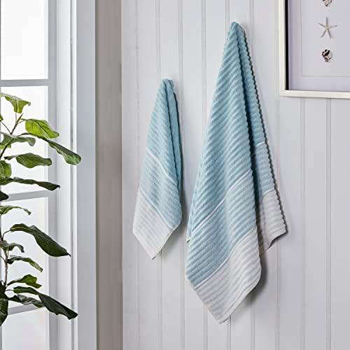 SKL Home Planet Ombre Bath Towel Set-4pc, 100% Turkish Cotton, Aqua