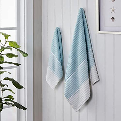SKL Home Planet Ombre Bath Towel Set-4pc, 100% Turkish Cotton, Aqua