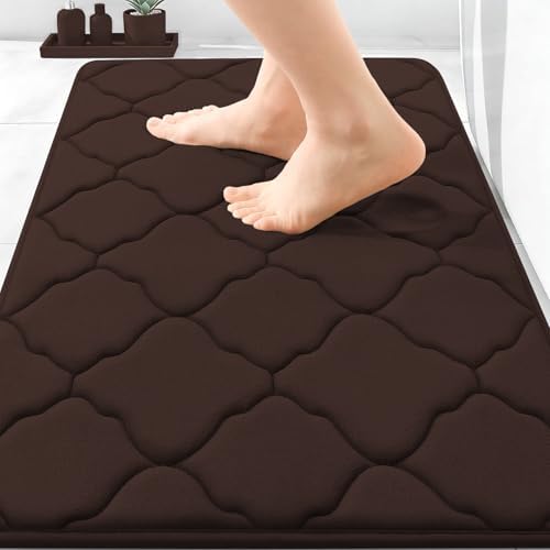 OLANLY Memory Foam Bath Mat Rug 30x20, Ultra Soft Bathroom Rugs, Brown