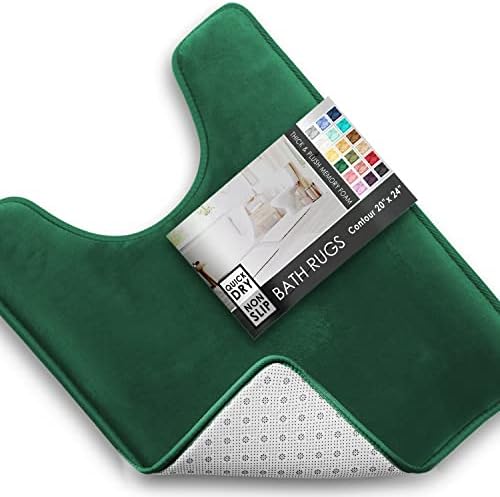 Clara Clark Bathroom Rugs, Velvet Memory Foam Bath Mat, Non-Slip, Machine Washable Bath Rugs - Dries Quickly, Ultra Soft Plush Bath Mats for Bathroom, 20 x 24, Hunter Green