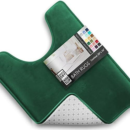 Clara Clark Bathroom Rugs, Velvet Memory Foam Bath Mat, Non-Slip, Machine Washable Bath Rugs - Dries Quickly, Ultra Soft Plush Bath Mats for Bathroom, 20 x 24, Hunter Green
