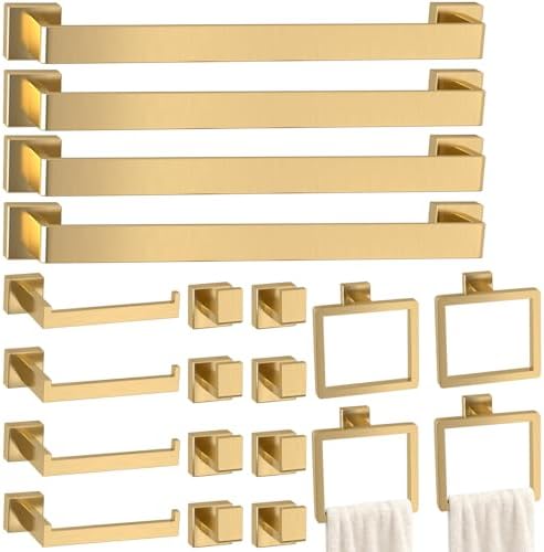 20-Pieces Gold Bathroom Accessories Set, 24 Inch Towel Bar Set