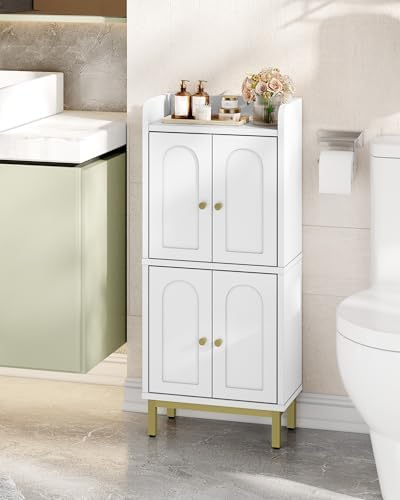 Hzuaneri Bathroom Cabinet, Small Storage Cabinet with 4 Doors