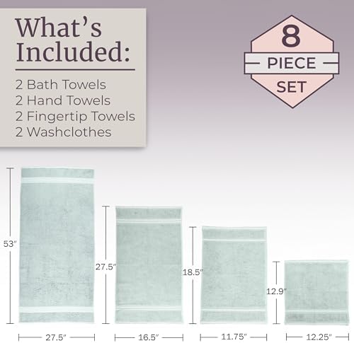 Lavish Home Bathroom Towels Set, Bathroom Essentials, Seafoam, Set of 8