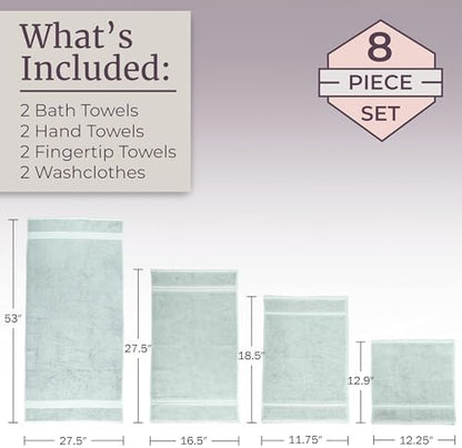 Lavish Home Bathroom Towels Set, Bathroom Essentials, Seafoam, Set of 8