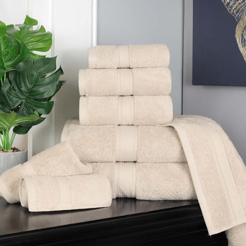 SUPERIOR Egyptian Cotton Ultra Plush & Absorbent, 8 Piece Set, Cream