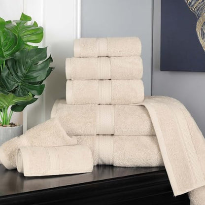 SUPERIOR Egyptian Cotton Ultra Plush & Absorbent, 8 Piece Set, Cream