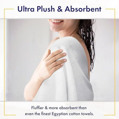 Alusa Home 100% Organic Zero-Twist Cotton Towels - GOTS Certified Luxury Bath Towels - Ultra Soft & Plush 700GSM Long-Staple Cotton - 6 Piece Towel Set (White)
