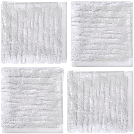 SKL Home CloudSoft Washcloth Set, 4-Piece, 100% Cotton Luxury, White