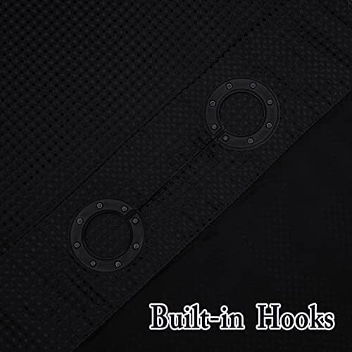 Gibelle No Hook Cloth Black Shower Curtain with Liner, 72x74