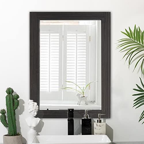 YOSHOOT Hand-Made Wooden Spliced Wall Mirror for Bathroom, Rustic Farmhouse Vanity Mirror, Décor Wall Art, Solid Wood Frame, Vertical or Horizontal Hanging