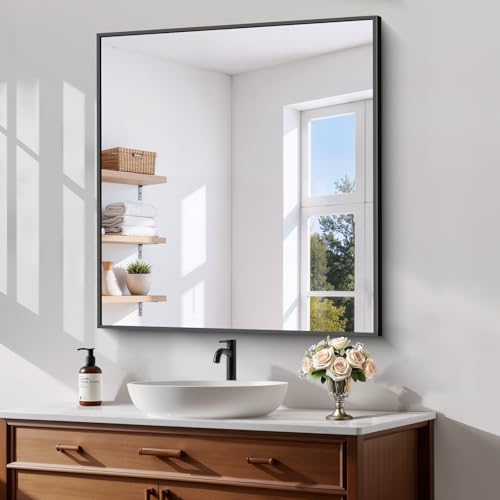 Koonmi Black Bathroom Mirror for Over Sink,Metal Framed 38"x26" Wall Mirror