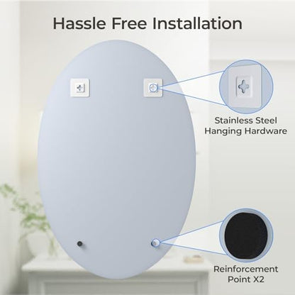USHOWER Bathroom Mirror for Over Sink, 24x36 Inch Oval Frameless Mirror