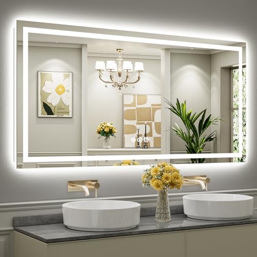 Briivue 72x36 Inch LED Bathroom Mirror with Lights, Backlit & Front Lit