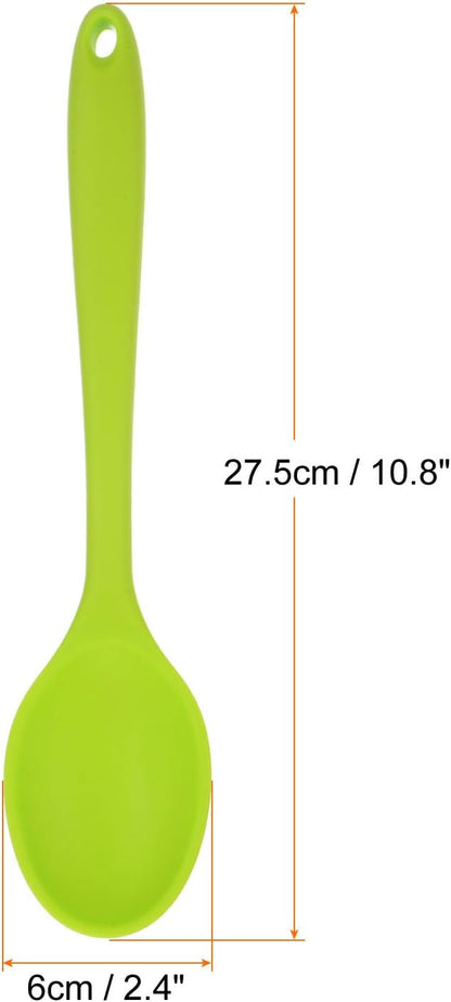 HARFINGTON 2Pcs Silicone Spoons, Heat Resistant Kitchen Cooking Utensil Spoon for Cooking, Mixing, Stirring and Serving, Light Green