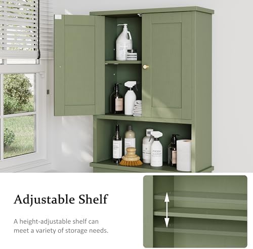 Over the Toilet Storage Cabinet, Bathroom Storage Organizer, Green