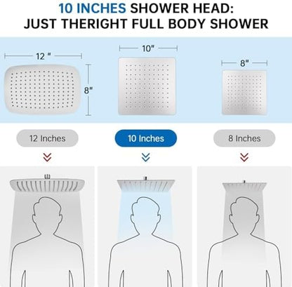 G-Promise All Metal 10" Dual Square Shower Head Combo | Rain Shower Head | Handheld Shower Wand | Adjustable | 3-Way Diverter | 71" Extra Long Hose - A Bathroom Upgrade(Brushed Nickel)