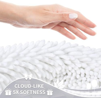 Yimobra Chenille Bathroom Rugs Non Slip, Extra Thick Soft Absorbent Bath Rug 31.5x20 Inch, Machine Washable Quick Dry Bath Mat for Bathroom Floor, Tub and Shower, Home Decor Accessories, White