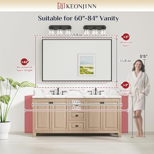 Keonjinn 60 x 36 Inch Brushed Nickel Oversize Bathroom Mirror for Over Sink
