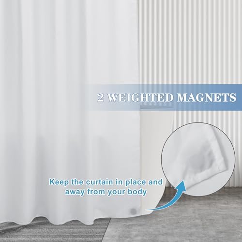 Nasitos Fabric Shower Curtain Liners with Magnets 2 Pack 70X72 Inch White