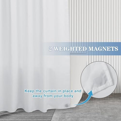 Nasitos Fabric Shower Curtain Liners with Magnets 2 Pack 70X72 Inch White