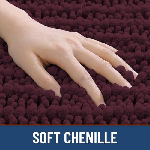 Smiry Bathroom Rugs 24X16, Extra Soft Rubber Backing Chenille Bath Mats