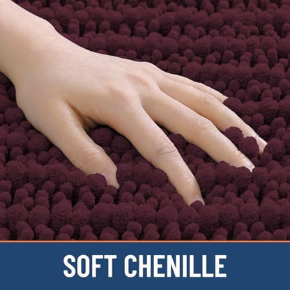Smiry Bathroom Rugs 24X16, Extra Soft Rubber Backing Chenille Bath Mats