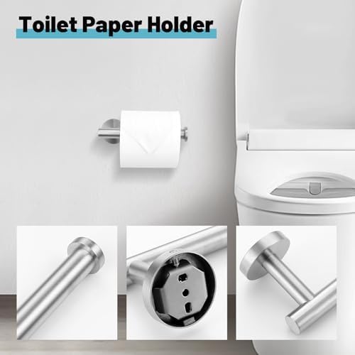 10 Pieces Brushed Nickel Bathroom Hardware Accessories Set SUS304 Stainless Steel Towel Bar Holder Set, 23.6Inch Towel Racks for Bathroom, Robe Towel Hooks, Toilet Paper Holder Wall Mounted