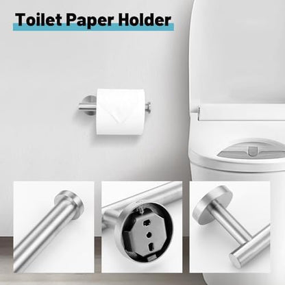 10 Pieces Brushed Nickel Bathroom Hardware Accessories Set SUS304 Stainless Steel Towel Bar Holder Set, 23.6Inch Towel Racks for Bathroom, Robe Towel Hooks, Toilet Paper Holder Wall Mounted