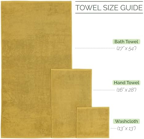 Elegant Comfort 100% Turkish Cotton Corduroy Ribbed Luxury Bath Towels 6-Piece Set, Premium Feel - Quick Dry, Highly Absorbent, Contains 2 Bath Towels, 2 Hand Towels, and 2 Washcloths, Gold