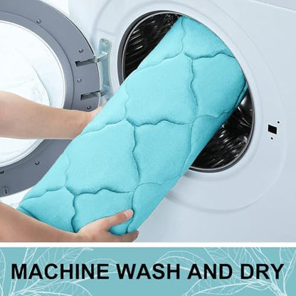 OLANLY Memory Foam Toilet Rugs U-Shaped 24x20, Soft Bath Mat, Sky Blue