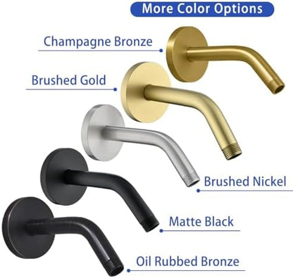Wall Mounted Shower Arm Extension Head Holder Stainless Steel for Elbow Bathroom Accessories Pipe Bath Tube Matte Black,SW-RD91018-6MB.