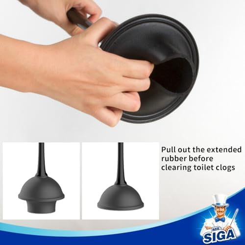MR.SIGA Toilet Plunger and Brush Combo for Toilet Cleaning, Black, 2 Set (Pack of 6)