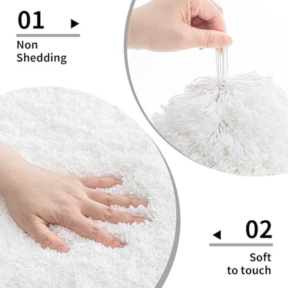 Disolla White Bathroom Rug 24x36 - Non-Slip Plush Thick Bath Mat, Highly Absorbent & Ultra Soft Fluffy Floor Mat, Machine Washable for Shower and Tub