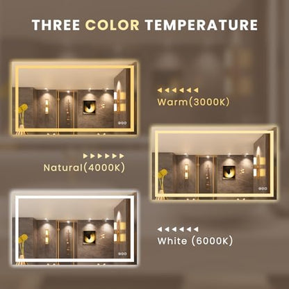LOAAO 50"X30" LED Bathroom Mirror with Lights, UL Listed