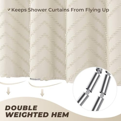 Cream Boho Fabric Shower Curtain 72 x 72 Inches