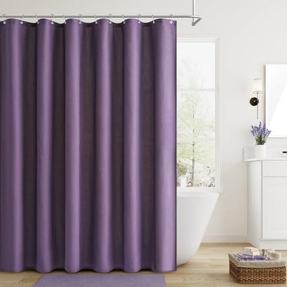 Naturoom Linen Shower Curtain 96 Inch Long for Bathroom Purple 1 Panel