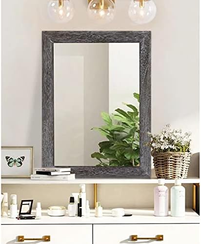 AAZZKANG Wall Mirror with Rectangle Wood Frame Large 26"x18" Rustic Decorative Hanging Mirrors for Bedroom Bathroom Living Room Home Office