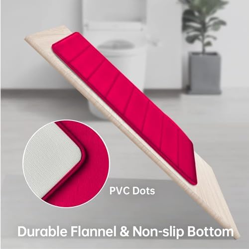 Christmas Bathroom Rugs Red Bath Mats for Bathroom Comfort Memory Foam Bath Rug Set 3 Piece Non-Slip Bath Mat Set,Absorbent Shaggy Toilet Rugs Perfect Plush Rug,Bathrom Carpets for,Tub,Shower