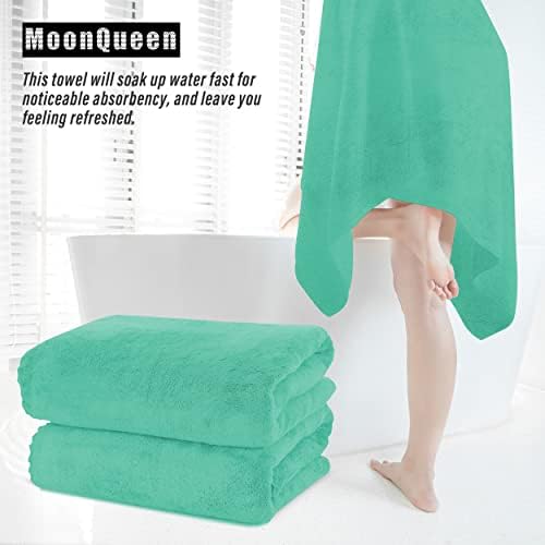 MOONQUEEN 6 Pack Premium Bath Towel Set - Quick Drying - Microfiber Coral Velvet Highly Absorbent Towels - Multipurpose Use as Bath Fitness, Bathroom, Shower, Sports, Yoga Towel (Aqua Green)