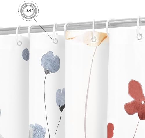 Gibelle Coral Beige Watercolor Floral Fabric Shower Curtain, 72x78
