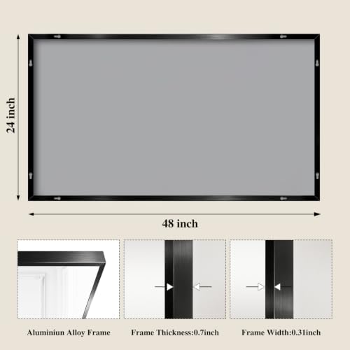 Koonmi Black Rectangle Wall Mirror, 24x48 Inch Bathroom Mirror, Aluminum Frame Vanity Mirror for Entryway, Living Room, Bedroom Bathroom, Hangs Horizontally or Vertically