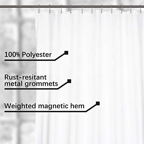 N&Y HOME Extra Wide Shower Curtain Liner Fabric 108 x 72 inches, White
