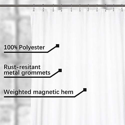 N&Y HOME Extra Wide Shower Curtain Liner Fabric 108 x 72 inches, White