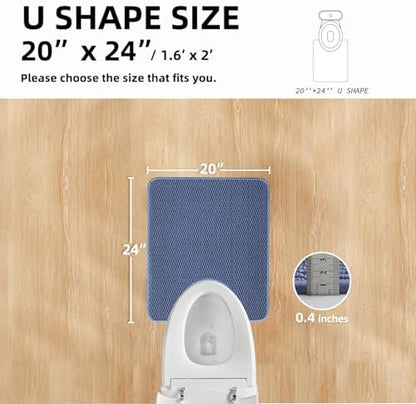 TYUU Toilet Rug, Thin Toilet Rugs U Shaped Washable Non Slip Absorbent Quick Dry Low Pile Toilet Mat, Denim Blue 20"x24" U Shape