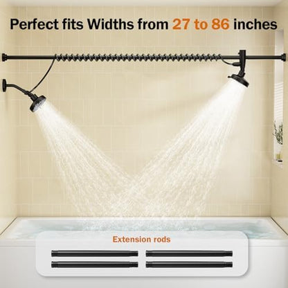 Dual Shower Head with Original Adjustable Slider, Double Showerhead, Black